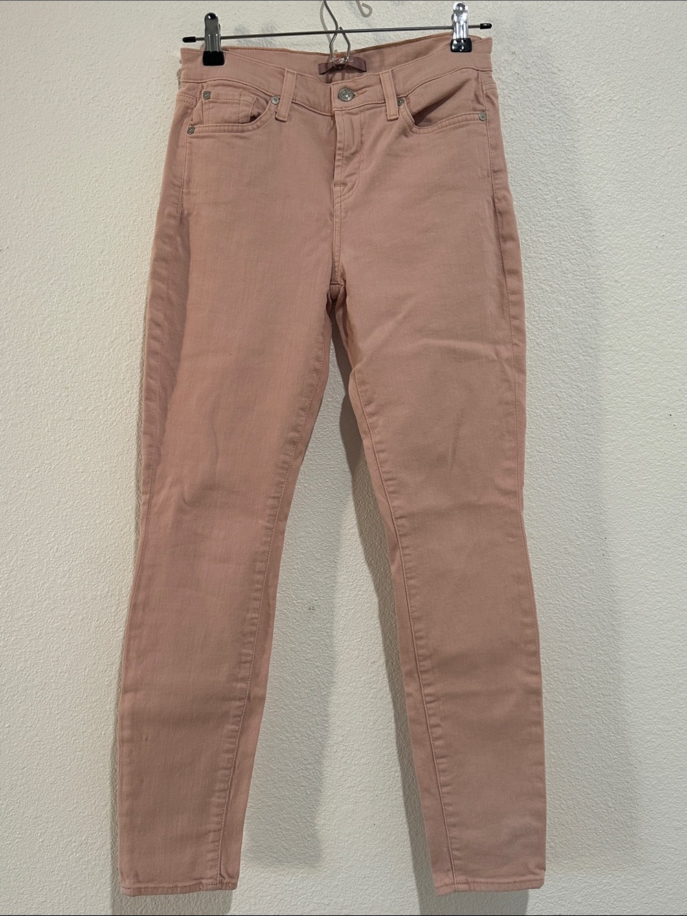 Women’s 7 FOR ALL MANKIND High-Rise Slim Stretch Jeans in Dusty Rose, size 26